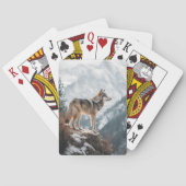 Grauer Wolf Foto Berge Schnee Spielkarten (Rückseite)
