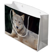 Grauer Wolf-Geschenk-Tasche Große Geschenktüte (Rückseite Schrägansicht)
