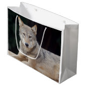 Grauer Wolf-Geschenk-Tasche Große Geschenktüte (Vorderseite Schrägansicht)