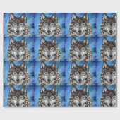 GRAUER WOLF GESCHENKPAPIER (Flach)