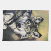 Grauer Wolf Geschirrtuch (Horizontal)