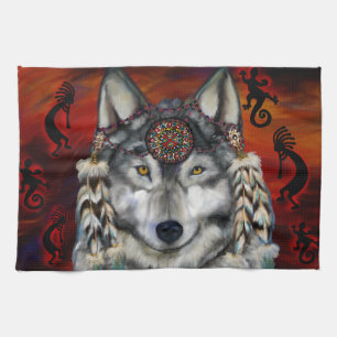 GRAUER WOLF GESCHIRRTUCH