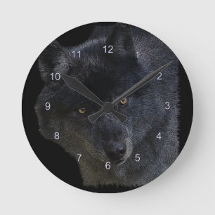Grauer Wolf-Gesicht Wildlife-Supporter Art Clock Runde Wanduhr