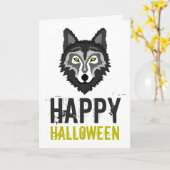 Grauer Wolf, glückliches Halloween Karte (Gelbe Blume)