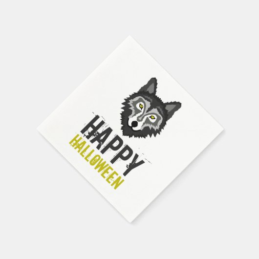 Grauer Wolf, glückliches Halloween Serviette (Ecke)