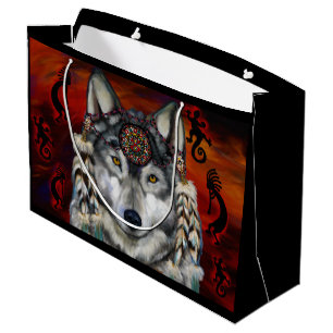 GRAUER WOLF GROßE GESCHENKTÜTE