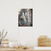 Grauer Wolf hinter Baum Poster (Küche)