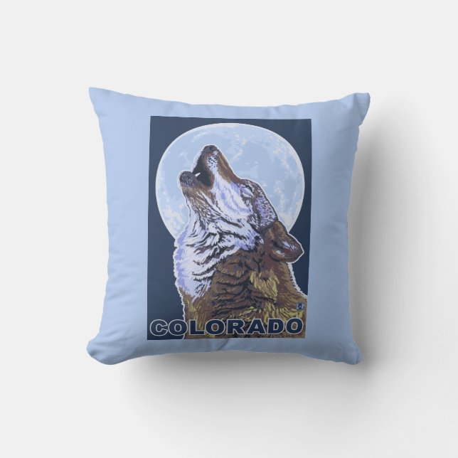 Grauer Wolf HowlingColorado Kissen (Vorderseite)