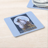 Grauer Wolf HowlingColorado Rechteckiger Pappuntersetzer (angewinkelt)