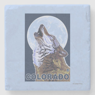 Grauer Wolf HowlingColorado Steinuntersetzer