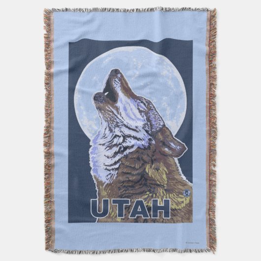 Grauer Wolf HowlingUtah Decke (Vorderseite Vertikal)