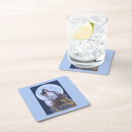 Grauer Wolf HowlingUtah Rechteckiger Pappuntersetzer (Vor Ort)