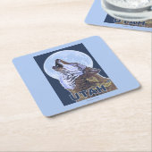 Grauer Wolf HowlingUtah Rechteckiger Pappuntersetzer (angewinkelt)