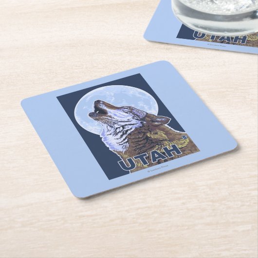 Grauer Wolf HowlingUtah Rechteckiger Pappuntersetzer (angewinkelt)