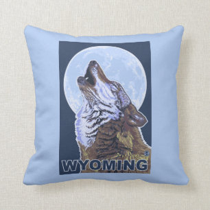 Grauer Wolf HowlingWyoming Kissen