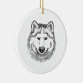 Grauer Wolf-Illustration Keramik Ornament (Rechts)