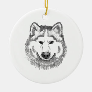 Grauer Wolf-Illustration Keramik Ornament