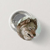 Grauer Wolf-Illustrations-Button Button (Vorne & Hinten)