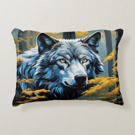 Grauer Wolf im Goldenen Wald Dekokissen