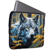 Grauer Wolf im Goldenen Wald Laptopschutzhülle (Vorne Rechts)