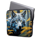 Grauer Wolf im Goldenen Wald Laptopschutzhülle (Vorderseite Links)