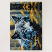 Grauer Wolf im Goldenen Wald Puzzle (Vertikal)