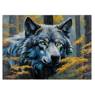 Grauer Wolf im Goldenen Wald Schneidebrett