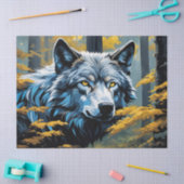 Grauer Wolf im Goldenen Wald Seidenpapier (Basteln)