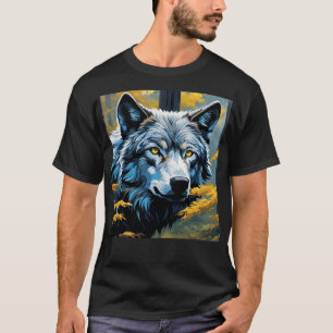 Grauer Wolf im Goldenen Wald T-Shirt