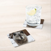 Grauer Wolf im Schnee Rechteckiger Pappuntersetzer (Vor Ort)