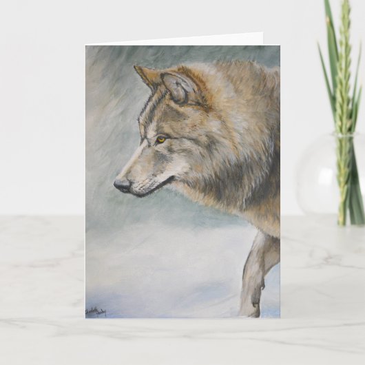 Grauer Wolf im Storm Wildlife Art Grußkarte Karte (Vorderseite)