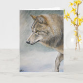 Grauer Wolf im Storm Wildlife Art Grußkarte Karte (Gelbe Blume)