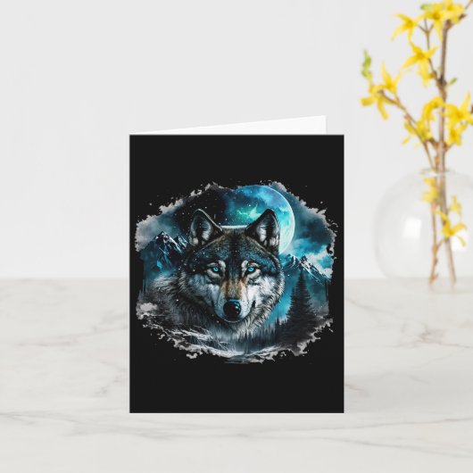 Grauer Wolf Jagdgebiet Icy Moon Forest Galaxy Karte (Gelbe Blume)