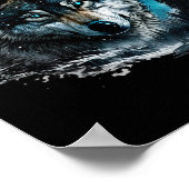 Grauer Wolf Jagdgebiet Icy Moon Forest Galaxy Poster (Ecke)
