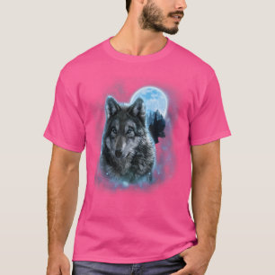 Grauer Wolf Jagdgebiet Icy Moon Forest Galaxy T-Shirt