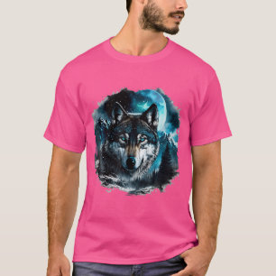 Grauer Wolf Jagdgebiet Icy Moon Forest Galaxy T-Shirt