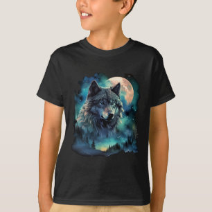 Grauer Wolf Jagdgründe Icy Moon Forest Galaxy T-Shirt