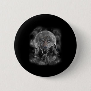 Grauer Wolf Jagdhund Button