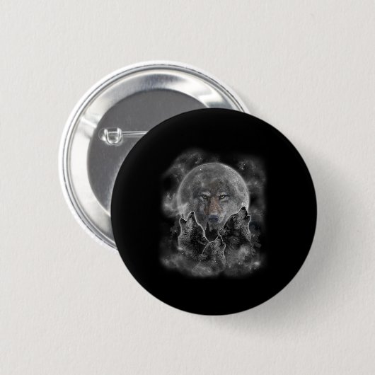 Grauer Wolf Jagdhund Button (Vorne & Hinten)