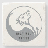 Grauer Wolf-Kaffee-Untersetzer Steinuntersetzer (Vorderseite)