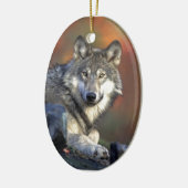 Grauer Wolf Keramik Ornament (Links)