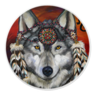 Grauer Wolf Keramikknauf