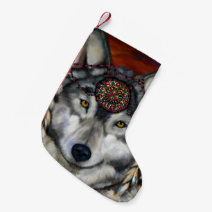 GRAUER WOLF KLEINER WEIHNACHTSSTRUMPF