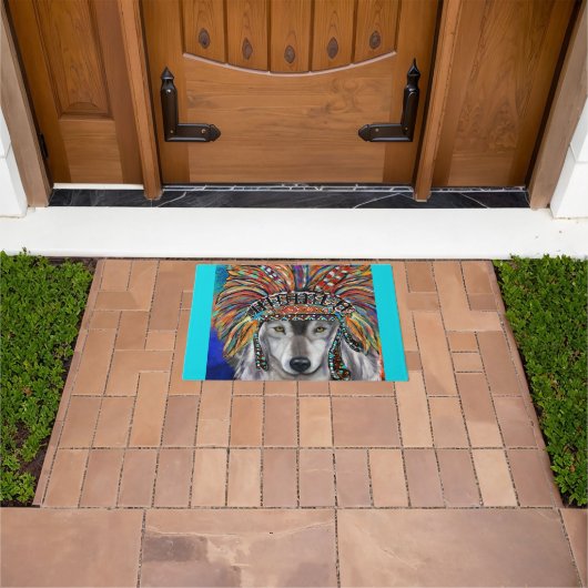 Grauer Wolf Kunst Fußmatte (Außenbereich)
