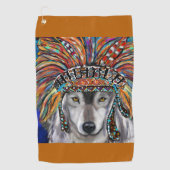 Grauer Wolf Kunst Golfhandtuch (Vorderseite)