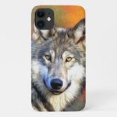 Grauer Wolf-Kunst-Malerei Case-Mate iPhone Hülle (Rückseite)
