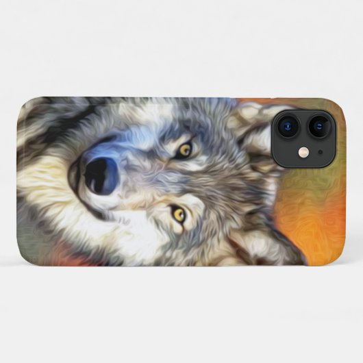 Grauer Wolf-Kunst-Malerei Case-Mate iPhone Hülle (Rückseite (Horizontal))