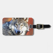Grauer Wolf-Kunst-Malerei Gepäckanhänger (Vorderseite horizontal)