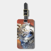 Grauer Wolf-Kunst-Malerei Gepäckanhänger (Vorderseite vertikal)