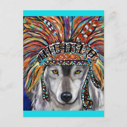 Grauer Wolf Kunst Postkarte (Vorderseite)